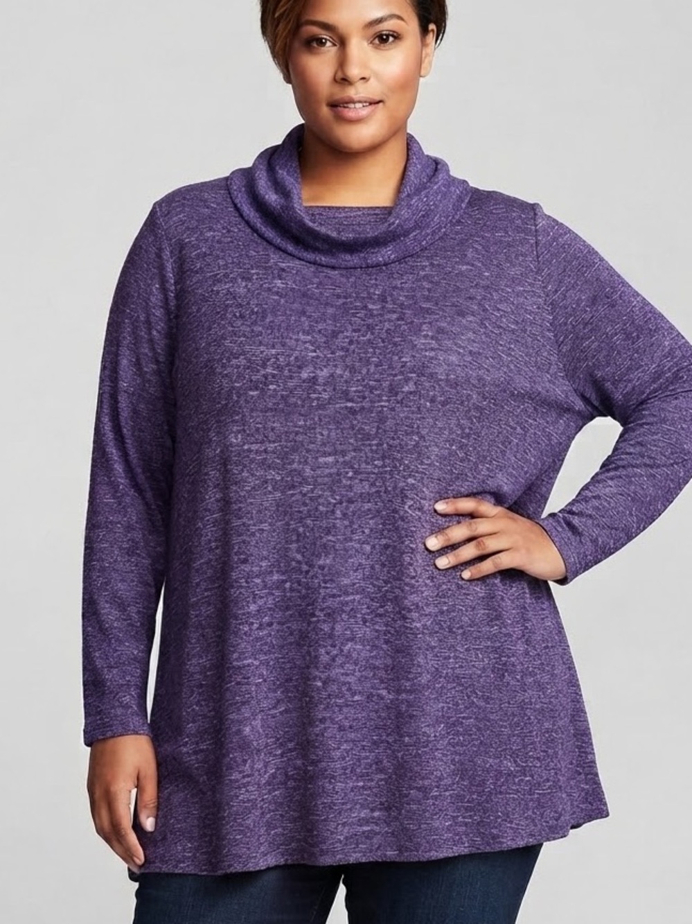 ACTIVE ZONE Purple Cowl Neck Knit Sweater Estimated 2X